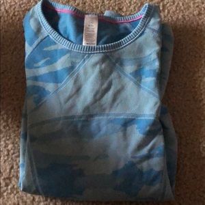 blue camo style athletic shirt